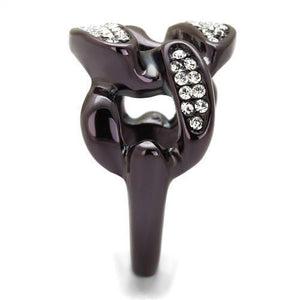 TK2558 - Stainless Steel Ring IP Dark Brown (IP coffee) Women Top Grade Crystal Clear