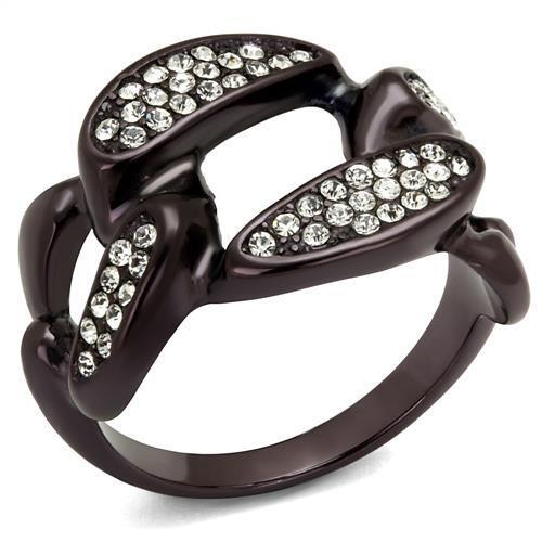 TK2558 - Stainless Steel Ring IP Dark Brown (IP coffee) Women Top Grade Crystal Clear