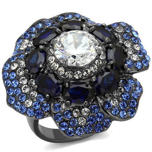 TK2559 - Stainless Steel Ring IP Light Black  (IP Gun) Women AAA Grade CZ Clear