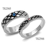 TK2566 - Stainless Steel Ring High polished (no plating) Women Top Grade Crystal Rose