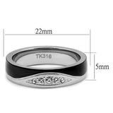 TK2568 - Stainless Steel Ring Two-Tone IP Black (Ion Plating) Women Top Grade Crystal Clear
