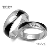 TK2568 - Stainless Steel Ring Two-Tone IP Black (Ion Plating) Women Top Grade Crystal Clear