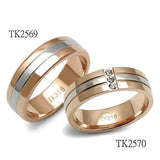 TK2570 - Stainless Steel Ring Two-Tone IP Rose Gold Women Top Grade Crystal Clear