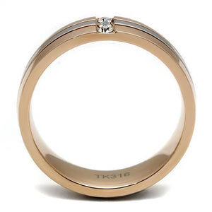 TK2570 - Stainless Steel Ring Two-Tone IP Rose Gold Women Top Grade Crystal Clear