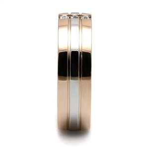TK2570 - Stainless Steel Ring Two-Tone IP Rose Gold Women Top Grade Crystal Clear