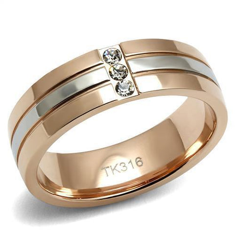 TK2570 - Stainless Steel Ring Two-Tone IP Rose Gold Women Top Grade Crystal Clear