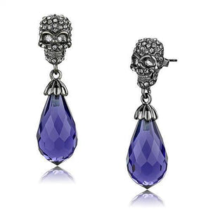 TK2574 - Stainless Steel Earrings IP Light Black  (IP Gun) Women Synthetic Tanzanite