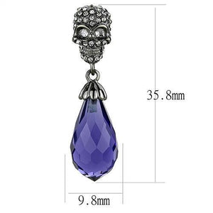 TK2574 - Stainless Steel Earrings IP Light Black  (IP Gun) Women Synthetic Tanzanite
