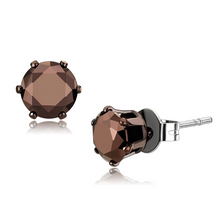 TK2587 - Stainless Steel Earrings Two Tone IP Light Brown (IP Light coffee) Women AAA Grade CZ Light Coffee