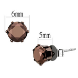 TK2587 - Stainless Steel Earrings Two Tone IP Light Brown (IP Light coffee) Women AAA Grade CZ Light Coffee