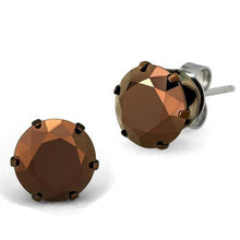 TK2589 - Stainless Steel Earrings Two Tone IP Light Brown (IP Light coffee) Women AAA Grade CZ Light Coffee
