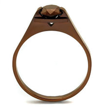 TK2592 - Stainless Steel Ring IP Coffee light Women AAA Grade CZ Light Coffee