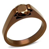 TK2594 - Stainless Steel Ring IP Coffee light Women AAA Grade CZ Light Coffee