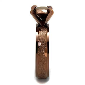 TK2595 - Stainless Steel Ring IP Coffee light Women AAA Grade CZ Light Coffee