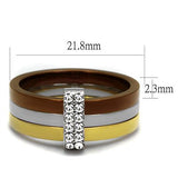 TK2600 - Stainless Steel Ring Three Tone IP?IP Gold & IP Light coffee & High Polished) Women Top Grade Crystal Clear