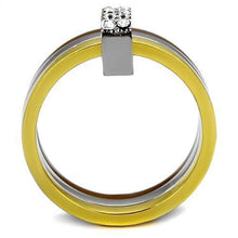 TK2600 - Stainless Steel Ring Three Tone IP?IP Gold & IP Light coffee & High Polished) Women Top Grade Crystal Clear