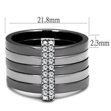 TK2602 - Stainless Steel Ring Two Tone IP Light Black (IP Gun) Women Top Grade Crystal Clear