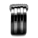 TK2602 - Stainless Steel Ring Two Tone IP Light Black (IP Gun) Women Top Grade Crystal Clear