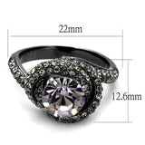 TK2604 - Stainless Steel Ring IP Light Black  (IP Gun) Women Top Grade Crystal Light Amethyst