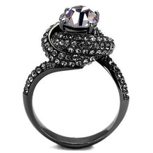 TK2604 - Stainless Steel Ring IP Light Black  (IP Gun) Women Top Grade Crystal Light Amethyst