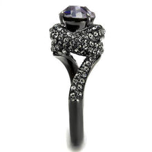 TK2604 - Stainless Steel Ring IP Light Black  (IP Gun) Women Top Grade Crystal Light Amethyst