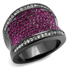 TK2606 - Stainless Steel Ring IP Light Black  (IP Gun) Women Top Grade Crystal Amethyst