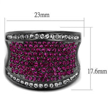 TK2606 - Stainless Steel Ring IP Light Black  (IP Gun) Women Top Grade Crystal Amethyst