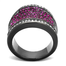 TK2606 - Stainless Steel Ring IP Light Black  (IP Gun) Women Top Grade Crystal Amethyst