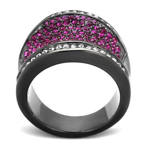 TK2606 - Stainless Steel Ring IP Light Black  (IP Gun) Women Top Grade Crystal Amethyst