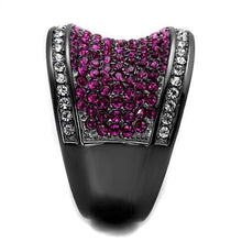 TK2606 - Stainless Steel Ring IP Light Black  (IP Gun) Women Top Grade Crystal Amethyst