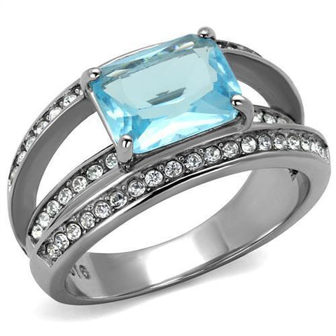 TK2608 - Stainless Steel Ring No Plating Women Synthetic Sea Blue