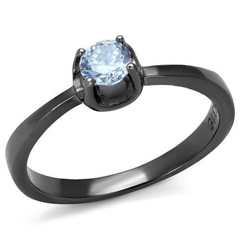 TK2609 - Stainless Steel Ring IP Light Black  (IP Gun) Women AAA Grade CZ Light Amethyst