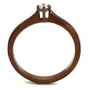 TK2610 - Stainless Steel Ring IP Coffee light Women AAA Grade CZ Clear