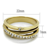 TK2611 - Stainless Steel Ring IP Gold(Ion Plating) Women Top Grade Crystal Clear