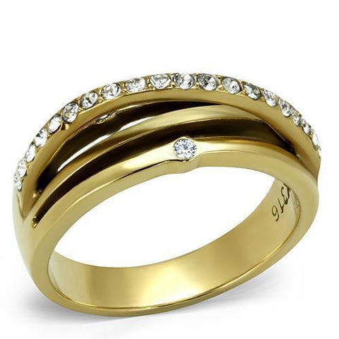 TK2611 - Stainless Steel Ring IP Gold(Ion Plating) Women Top Grade Crystal Clear