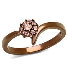 TK2612 - Stainless Steel Ring IP Coffee light Women Top Grade Crystal Light Peach