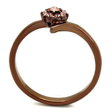 TK2612 - Stainless Steel Ring IP Coffee light Women Top Grade Crystal Light Peach