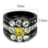 TK2615 - Stainless Steel Ring Two-Tone IP Black (Ion Plating) Women AAA Grade CZ Topaz