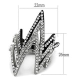 TK2619 - Stainless Steel Ring Two-Tone IP Black (Ion Plating) Women Top Grade Crystal Clear