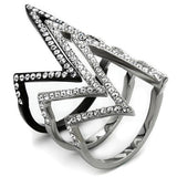 TK2619 - Stainless Steel Ring Two-Tone IP Black (Ion Plating) Women Top Grade Crystal Clear