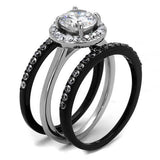 TK2620 - Stainless Steel Ring Two-Tone IP Black (Ion Plating) Women AAA Grade CZ Clear