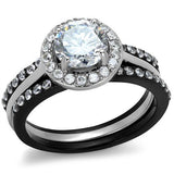 TK2620 - Stainless Steel Ring Two-Tone IP Black (Ion Plating) Women AAA Grade CZ Clear