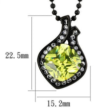 TK2629 - Stainless Steel Chain Pendant IP Black(Ion Plating) Women AAA Grade CZ Apple Green color