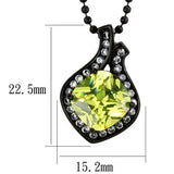 TK2629 - Stainless Steel Chain Pendant IP Black(Ion Plating) Women AAA Grade CZ Apple Green color
