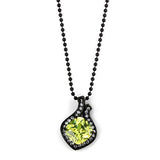 TK2629 - Stainless Steel Chain Pendant IP Black(Ion Plating) Women AAA Grade CZ Apple Green color