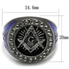 TK2637 - Stainless Steel Ring Two Tone IP Light Black (IP Gun) Men Top Grade Crystal Black Diamond