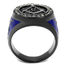TK2637 - Stainless Steel Ring Two Tone IP Light Black (IP Gun) Men Top Grade Crystal Black Diamond