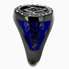 TK2637 - Stainless Steel Ring Two Tone IP Light Black (IP Gun) Men Top Grade Crystal Black Diamond