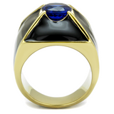 TK2640 - Stainless Steel Ring IP Gold(Ion Plating) Men AAA Grade CZ London Blue