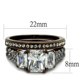 TK2646 - Stainless Steel Ring IP Dark Brown (IP coffee) Women AAA Grade CZ Clear